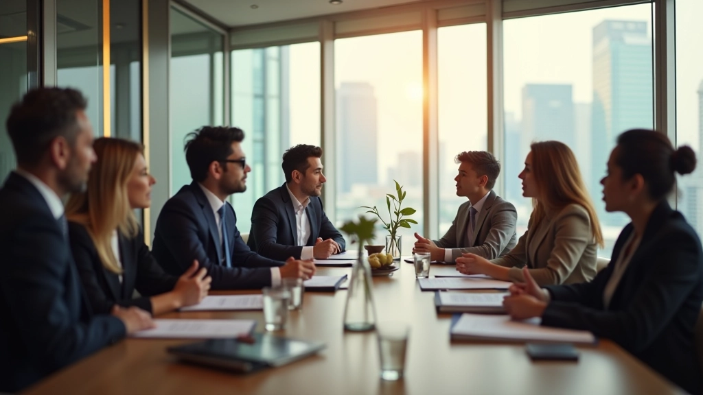 Team members from different backgrounds having a productive discussion in a bright meeting room